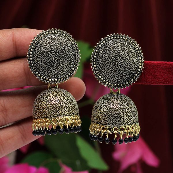 Black Color Mint Meena Earrings-0