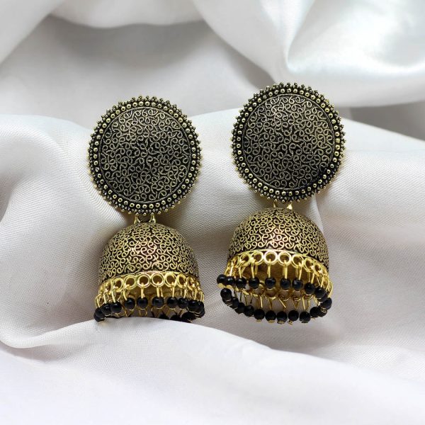 Black Color Mint Meena Earrings-12795
