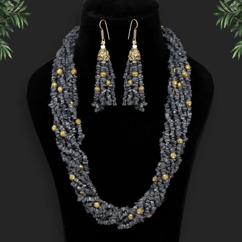 Black Color Onyx Stone Necklace Set