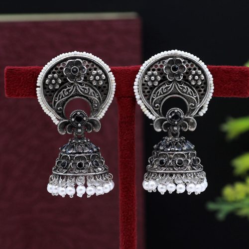 Black Color Oxidised Earrings