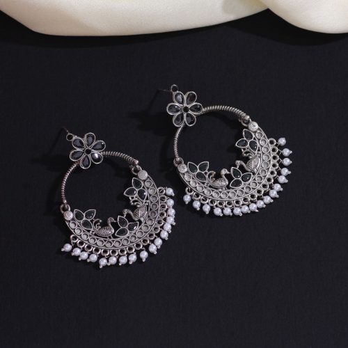 Black Color Oxidised Earrings