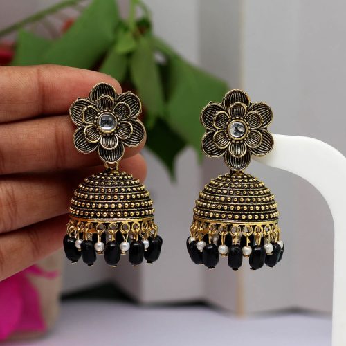 Black Color Oxidised Earrings