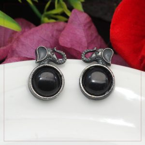 Black Color Premium Oxidised Earrings-0
