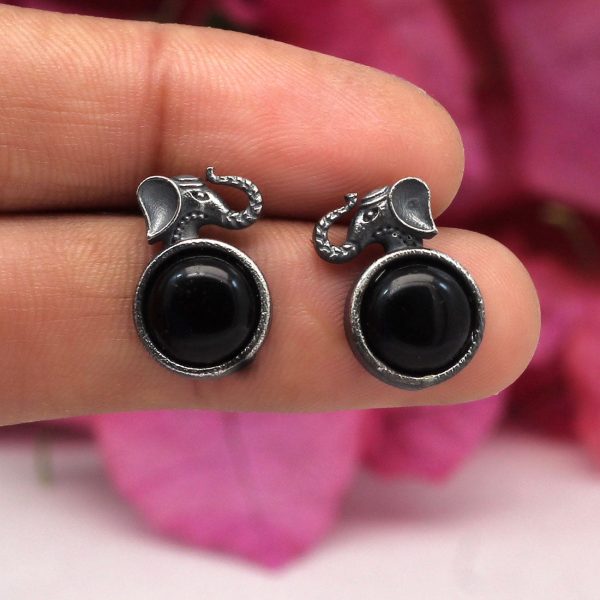 Black Color Premium Oxidised Earrings-4658