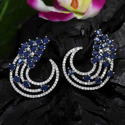 Blue Color American Diamond Earrings