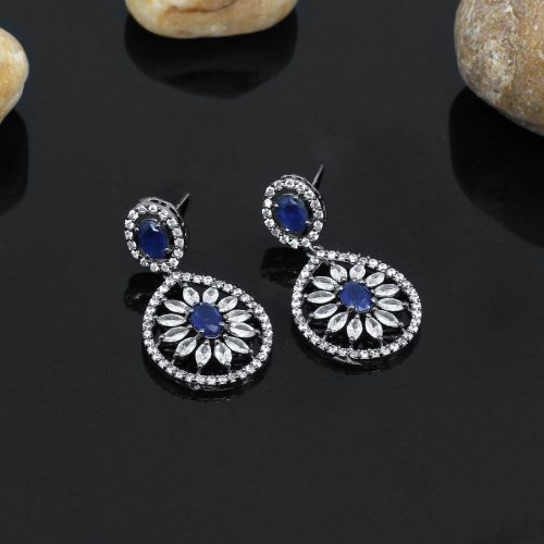 Blue Color American Diamond Earrings