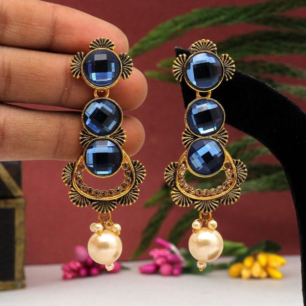 Blue Color Antique Earrings-0