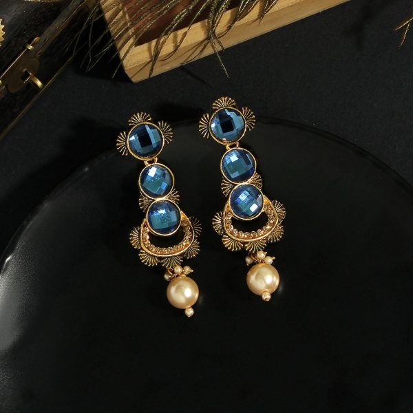 Blue Color Antique Earrings-3281