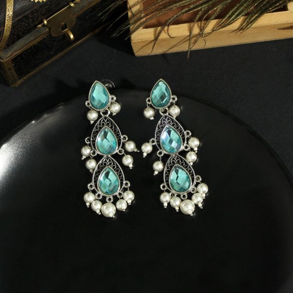 Blue Color Antique Earrings-3301