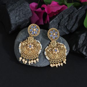 Blue Color Antique Earrings-0