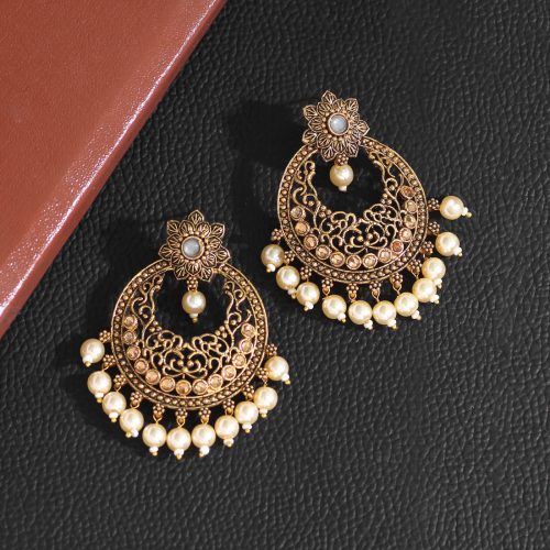 Blue Color Colorful Kundan Antique Earrings