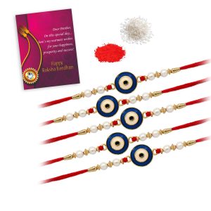 Blue Color Combo Of 5 Pieces Kids Rakhi-0