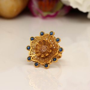 Blue Color Copper Finger Ring-0