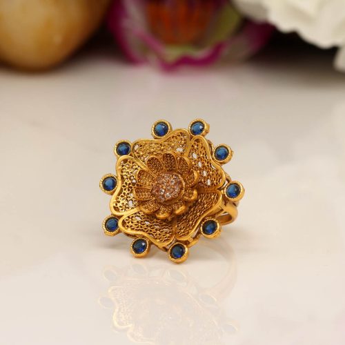 Blue Color Copper Finger Ring