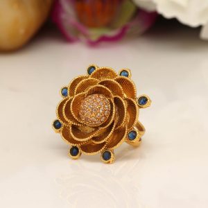 Blue Color Copper Finger Ring-0