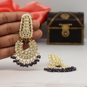 Blue Color Kundan Earrings-0