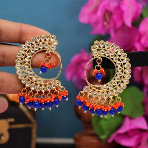 Blue Color Kundan Earrings-0