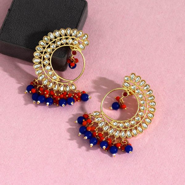 Blue Color Kundan Earrings-11647