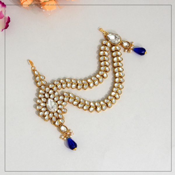 Blue Color Kundan Maang Pasa-8312