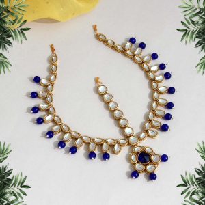 Blue Color Kundan Matha Patti-0