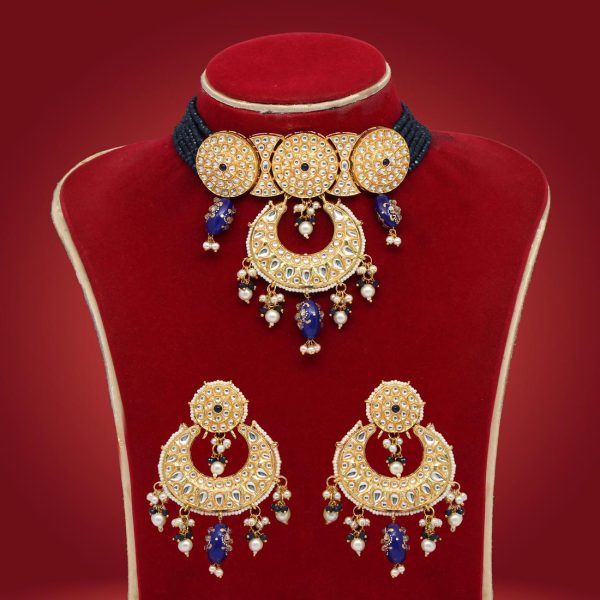 Blue Color Kundan Necklace Set-0