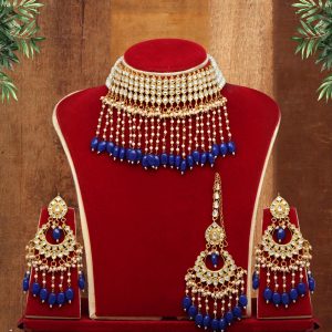Blue Color Kundan Necklace Set-0