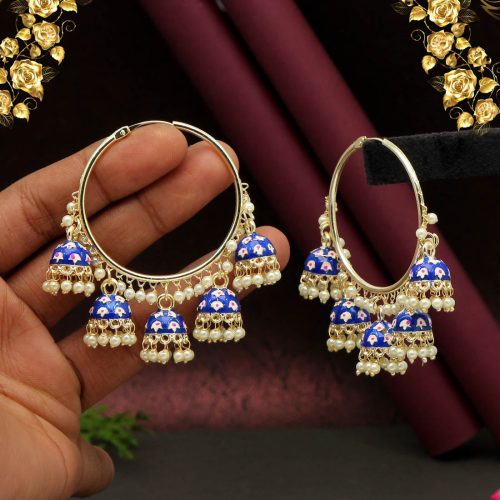 Blue Color Meenakari Earrings