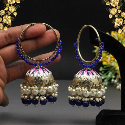 Blue Color Meenakari Earrings