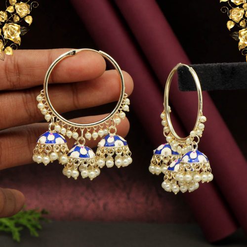 Blue Color Meenakari Earrings