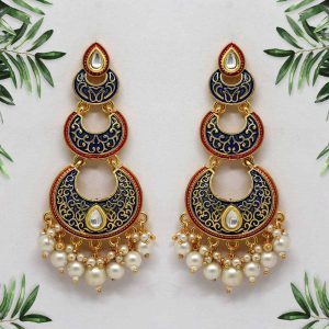 Blue Color Mint Meena Earrings-0