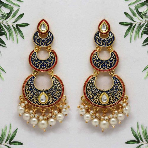 Blue Color Mint Meena Earrings