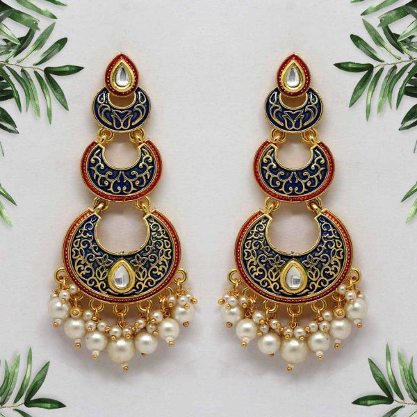 Blue Color Mint Meena Earrings-0