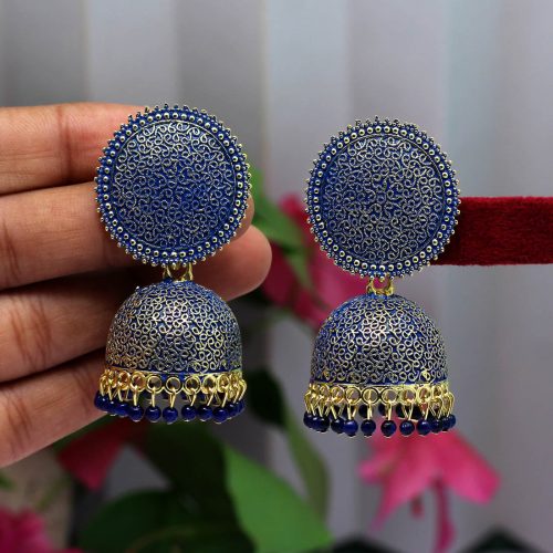 Blue Color Mint Meena Earrings