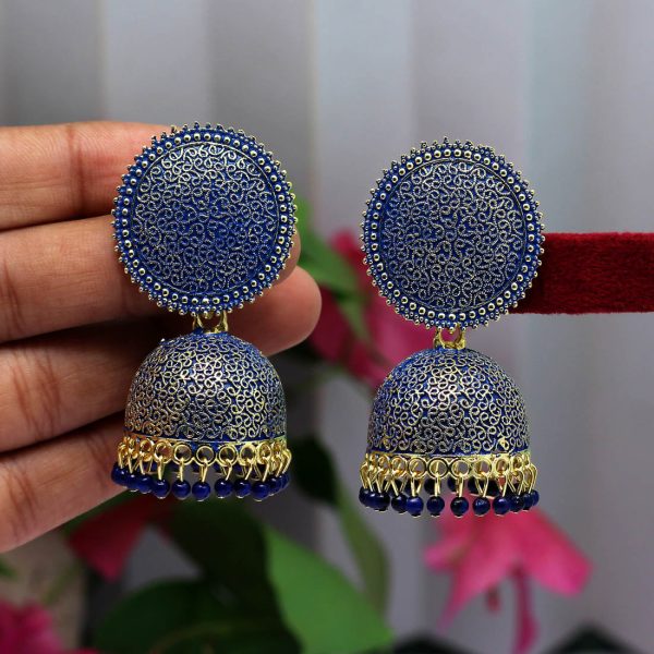 Blue Color Mint Meena Earrings-0