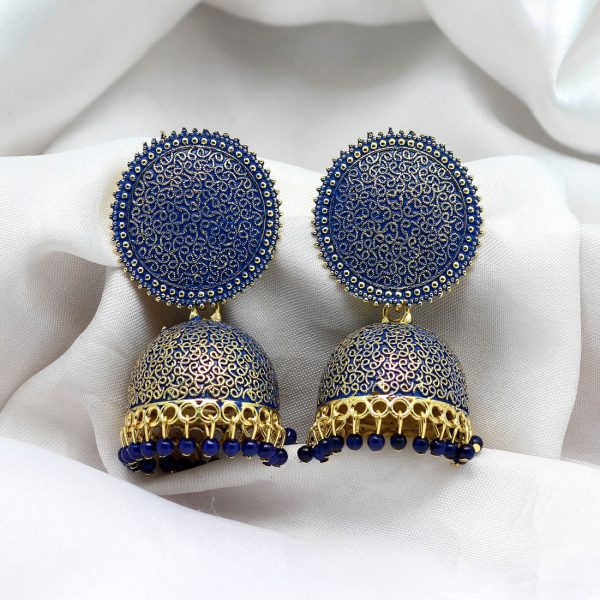 Blue Color Mint Meena Earrings-12791