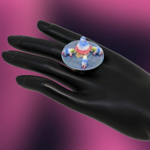 Blue Color Mint Meena Finger Ring For Women