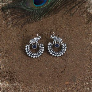 Blue Color Oxidised Earrings-0