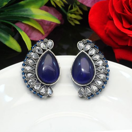 Blue Color Premium Oxidised Earrings