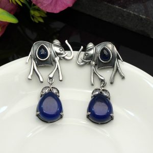 Blue Color Premium Oxidised Earrings-0