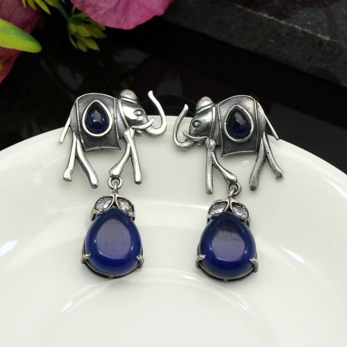 Blue Color Premium Oxidised Earrings