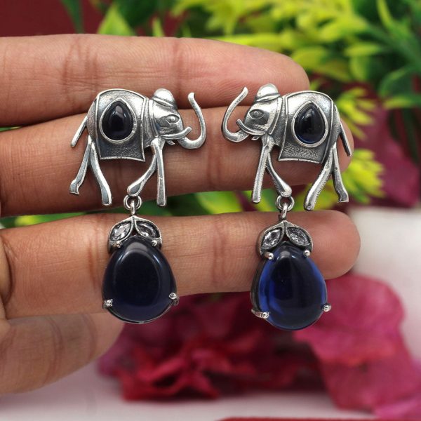 Blue Color Premium Oxidised Earrings-4614