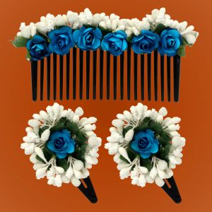 Blue & White Color Hair Comb Pin-0