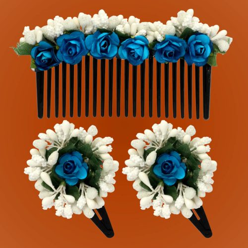 Blue & White Color Hair Comb Pin
