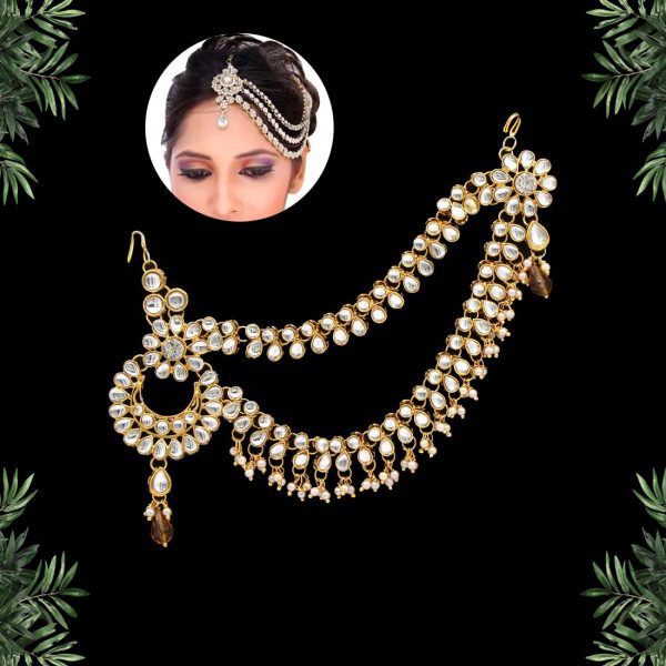 Brown Color Kundan Maang Pasa-9320