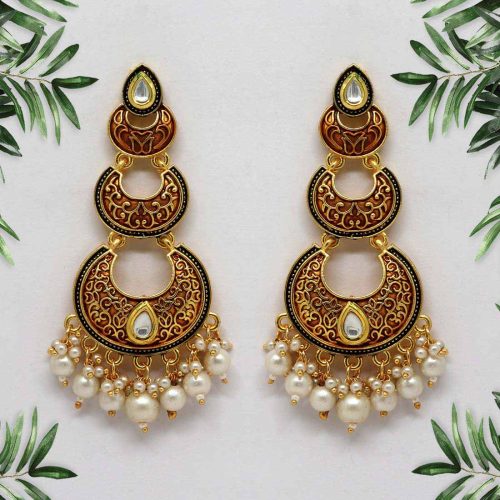 Brown Color Mint Meena Earrings