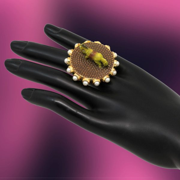 Brown Color Mint Meena Finger Ring For Women-10860
