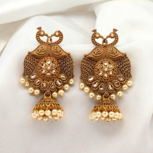 Brown Color Mint Meena Tample Earrings