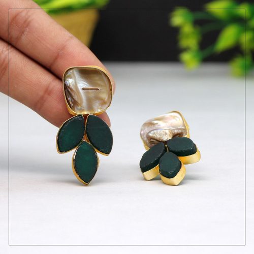 Dark Green Color Amrapali Earrings