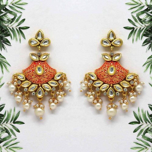 Dark Peach Color Mint Meena Earrings