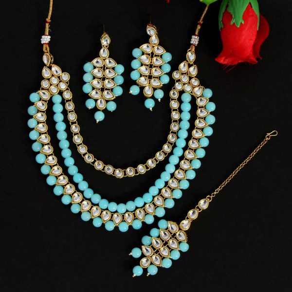 Firozi Color Kundan Necklace Set-7725